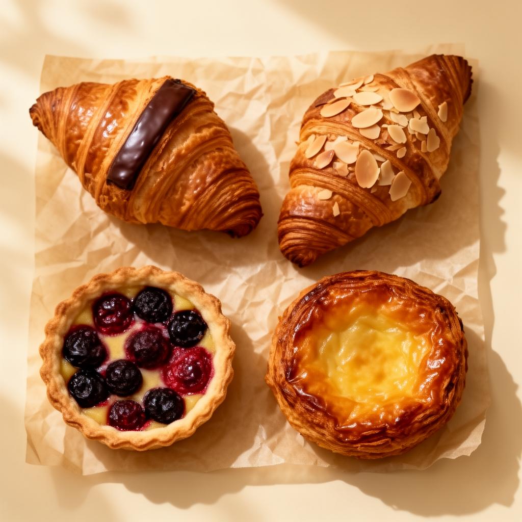 Pastries in the Nouvé case